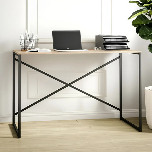 D_992431-MLA96086739463_102025-O.jpg Escritorio Para Oficina Y Hogar Melamina Madera 120 Cm Roble Kendal Con Caño Negro Moderno Minimalista Home Office Mesa... Roble Kendal / Negro