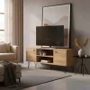 D_993990-MLA96198318542_102025-O.webp Mueble De Tv Rack Para Tv Led Tele Televisor Hasta 60'' Con 2 Puertas 2 Estantes Mdp 140cm Color Atakama Negro Industrial Patas De Hierro Re141 Dielfe