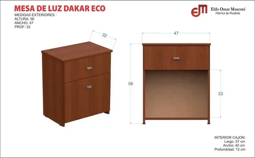 D_994534-MLA99879062535_112025-O.webp Mesa De Luz 1 Cajón + 1 Puerta Dakar 47 X 31 X 55 Mosconi Acabado Melamina Color Venezia