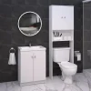 Mueble Para Baño Organizador Sobre Inodoro Mdp Melamina 3 Estantes 2 Puertas Color Blanco Mbc180 Dielfe