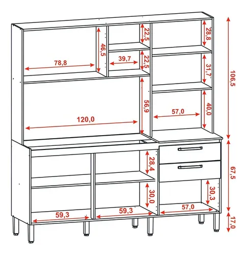 Bajomesada Cocina Kit's Paraná 7 Puertas 2 Cajones Mdp Moderna Beige Tapas Para Mostrador Nogal/blanco Apagado