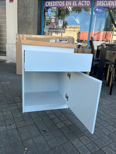 Mesa De Luz 1 Puerta, 1 Cajon- Blanco Tapa Paraiso- Prisma