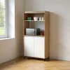 D_996388-MLA98298609748_112025-O.webp Mueble Auxiliar Cocina 90 Cm Portamicroondas Organizador Alacena Guardado Estantes Puertas Roble Kendal Blanco Moderno Multiuso Despensero Comedor Hogar Auc900 Dielfe Blanco Y Roble