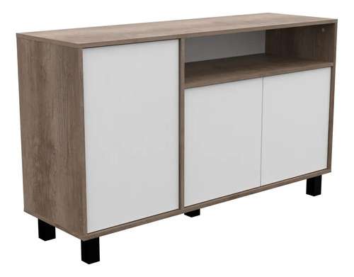 Vajillero Bahiut Aparador Organizador 130cm 3 Puertas Mosconi Doors Roble Nebraska Gris Frente Blanco Roble Nebraska Gris Fr. Blanco