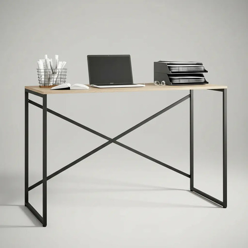 D_998254-MLA100112336391_122025-O.jpg Escritorio Para Oficina Y Hogar Melamina Madera 120 Cm Roble Kendal Con Caño Negro Moderno Minimalista Home Office Mesa... Roble Kendal / Negro