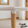 Mesa Nordica Eames Rectangular Comedor 140 X 80 Tapa Blanco Patas Natural Marrón
