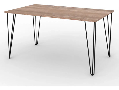 Mesa Comedor Living Cocina Rectangular 1,40mt Industrial Atakama Patas Negras Dielfe