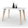 Mesa Rectangular Dielfe Oslo Para Comedor O Cocina Blanco Roble Natural
