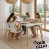 Mesa Nordica Eames Rectangular Comedor 140 X 80 Tapa Blanco Patas Natural Marrón