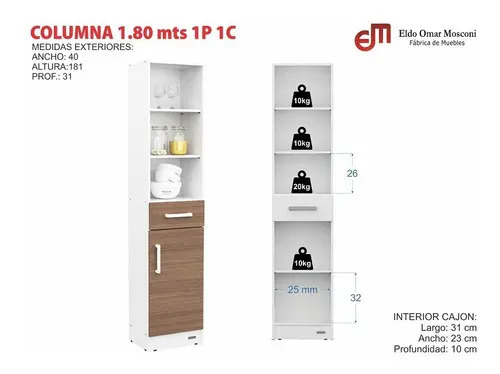 Mosconi Columna 1.80 M - 1 Puerta