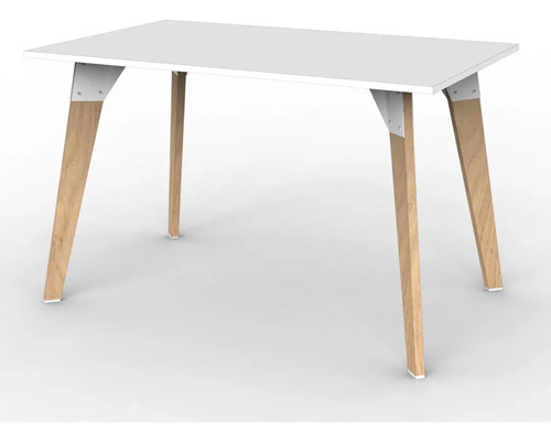 Mesa Rectangular Dielfe Oslo Para Comedor O Cocina Blanco Roble Natural