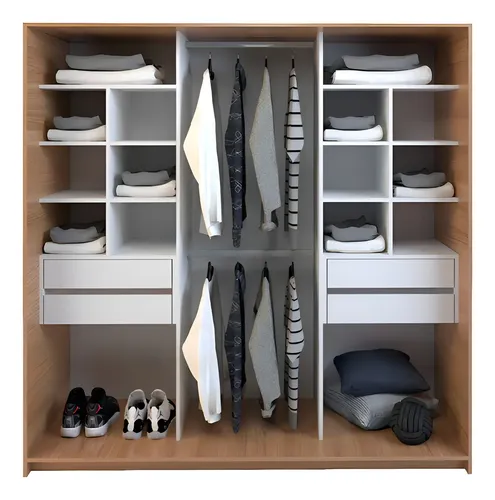 Ropero Vestidor Sin Puertas Melamina 4 Cajones Color Olmo con Everest
