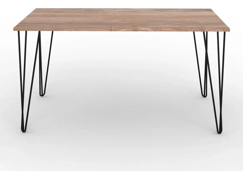 Mesa Comedor Living Cocina Rectangular 1,40mt Industrial Atakama Patas Negras Dielfe