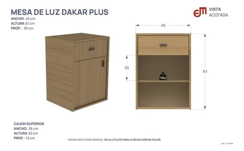 D_931830-MLA96895780026_112025-O.webp Mosconi Dakar Plus Mesa De Luz Dakar Plus Melamina 61 cm 45 cm 38 cm