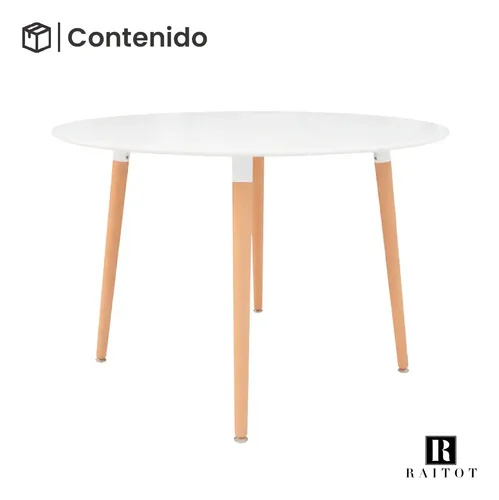 D_635341-MLA109455670906_042026-O.webp Mesa Redonda Eames Comedor Cocina Madera Diseño Nordica 90cm Blanco Marrón Claro