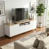 D_664832-MLA112390208547_052026-O.webp Rack Tv Organizador Blanco Móvil 160cm Con Ruedas 2 Puertas 2 Cajones Estante Melamina Moderno Mueble Living Centro Entretenimiento Tv De 70 Pulgadas Blanco Roble Kendal Rom160 Dielfe