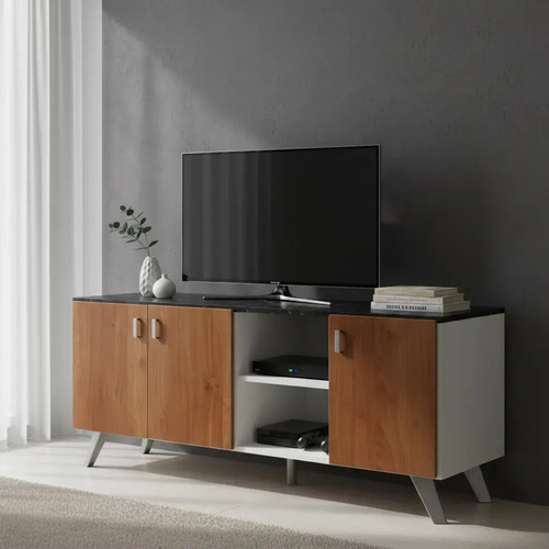 D_782055-MLA113763636173_062026-O.jpg Mueble Living Rack Tv 120cm Hasta 50 Pulgadas 3 Puertas Con Tiradores Metal Pietra/cognac
