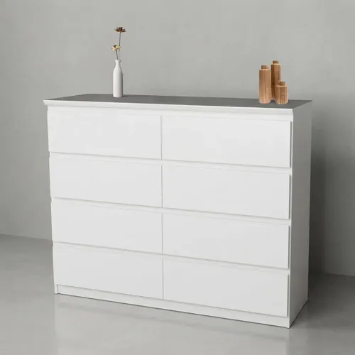 Comoda Chifonier Prisma 8 Cajones. Mdf Laqueado- 125 X 80x40