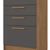 Cómoda Athena De 4 Cajones Grandes Con Cajón Santos Andira, Color Jatoba/negro Grafito