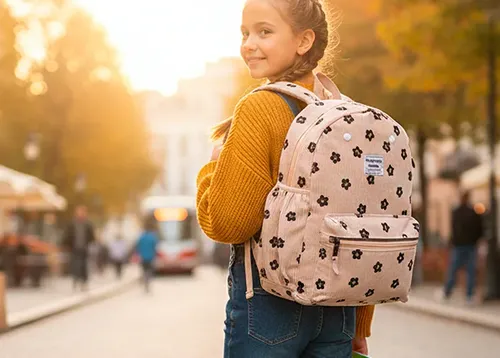 D_893530-MLA116614833202_092026-O.webp Mochila Infantil Corderoy Beige Detalles Florales Vcf 2001