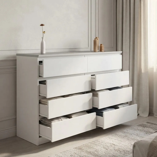 Comoda Chifonier Prisma 8 Cajones. Mdf Laqueado- 125 X 80x40