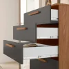 Cómoda Athena De 4 Cajones Grandes Con Cajón Santos Andira, Color Jatoba/negro Grafito