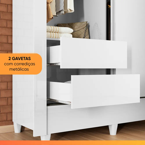 Placard Santos Andirá Belgica BELGICA 2PTS BRANCO de mdp12 y 15mm con 2 puertas corredizas