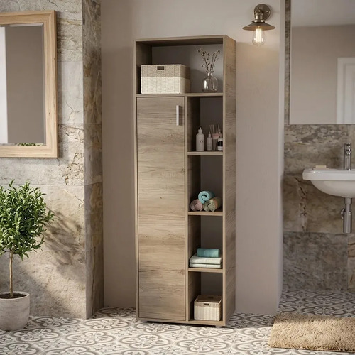 D_705226-MLA119465031283_102026-O.jpg Mueble Organizador Alto Para Baño Con 9 Estantes Roble Nebraska Gris