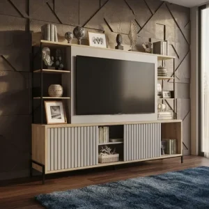 Modular Varillado 2 Pta Corrediza- 4 Estantes- Espejo Dro 06