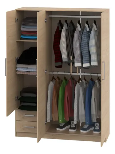 Placard Dielfe Clásica PAC130 de madera con 3 puertas batientes