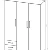 Placard Dielfe Clásica PAC130 de madera con 3 puertas batientes