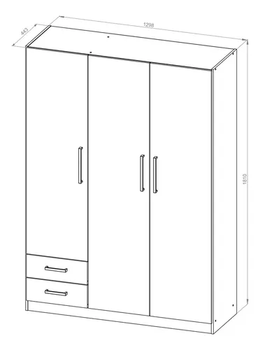 Placard Dielfe Clásica PAC130 de madera con 3 puertas batientes