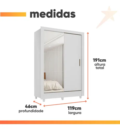 Placard Santos Andirá Belgica BELGICA 2PTS BRANCO de mdp12 y 15mm con 2 puertas corredizas