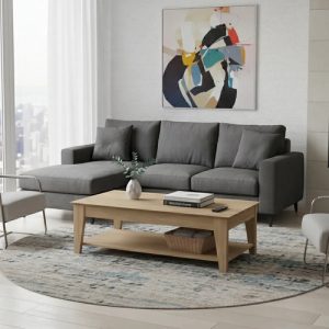 Mesa Ratona De Centro Living. Lumi Con Estante 120 X 60 X 47
