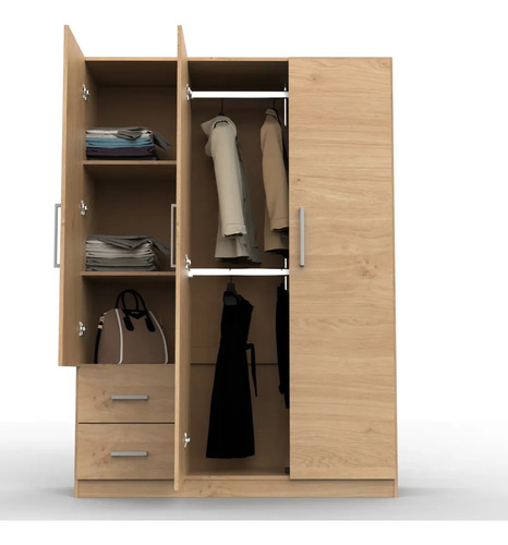 Placard Dielfe Clásica PAC130 de madera con 3 puertas batientes